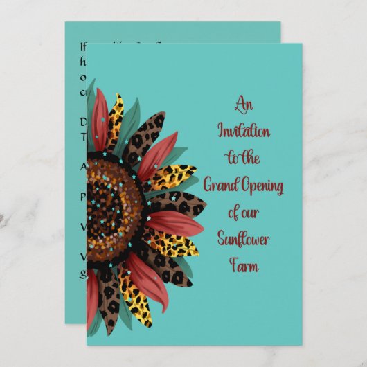 Zonnebloem Boerderij Grote Openingsuitnodiging Kaart (Voorkant / Achterkant)