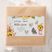 Zonnebloem Boerderij Rustiek Script Ei Karton Labe Etiket (Insitu)