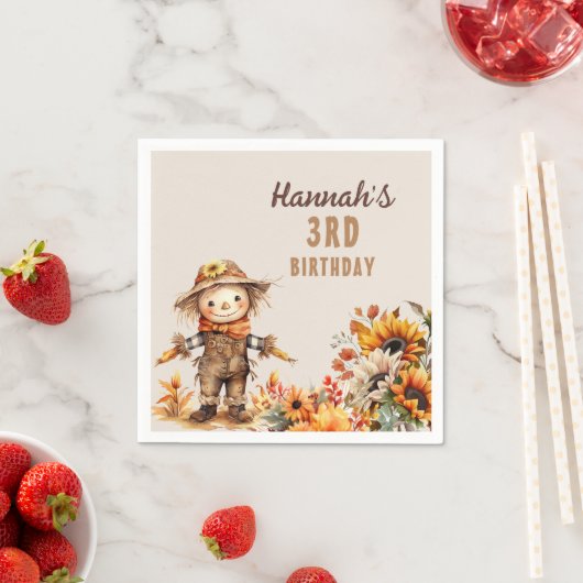 Zonnebloem Boerderij Scarecrow Verjaardag Servet (Insitu)