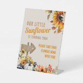 Zonnebloem Boerderij Verjaardagsgunst Reclamebord Met Voetstuk (Voorkant)