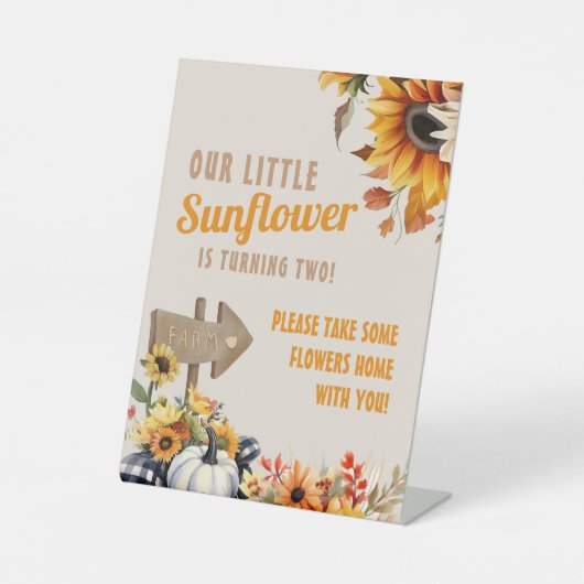 Zonnebloem Boerderij Verjaardagsgunst Reclamebord Met Voetstuk (Voorkant)