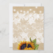 Zonnebloem boerderijburlap en kant verjaardagsfees kaart (Achterkant)