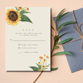 Zonnebloem Boho bruiloft RSVP Kaartje