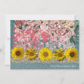 Zonnebloem Boho Chic Wedding Invitaties Kaart (Achterkant)