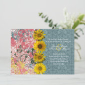 Zonnebloem Boho Chic Wedding Invitaties Kaart (Staand voorkant)