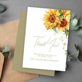 Zonnebloem boho elegant script vrijgezellenfeest bedankkaart