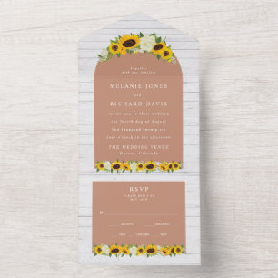 Zonnebloem Boho Farmhouse Bruiloft All In One Uitnodiging