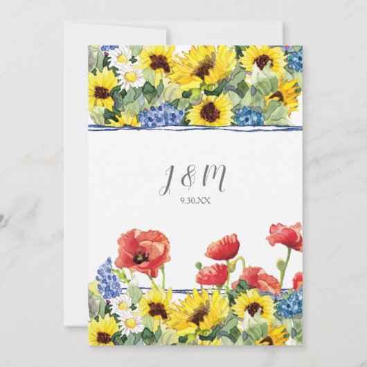 Zonnebloem BOHO Herten Schedel Antlers Bruids Lunc Kaart (Achterkant)