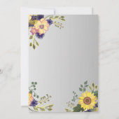 Zonnebloem Boho Landelijk Paarse Bruiloft Kaart (Achterkant)