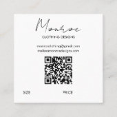 Zonnebloem Boho Lijn Kunst QR Code AANPASBARE HANG Vierkante Visitekaartje (Achterkant)
