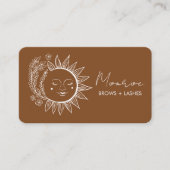 Zonnebloem Boho Line Art Aardse Chic Sociale Icone Visitekaartje (Voorkant)