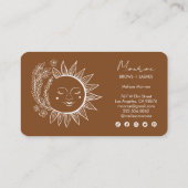 Zonnebloem Boho Line Art Aardse Chic Sociale Icone Visitekaartje (Achterkant)