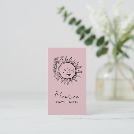 Zonnebloem Boho Line Art Elegant Chic Social Icon Visitekaartje (Staand voorkant)