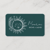 Zonnebloem Boho Line Art Elegant groen sociaal ico Visitekaartje (Voorkant)