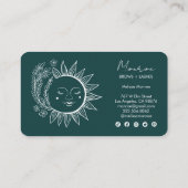 Zonnebloem Boho Line Art Elegant groen sociaal ico Visitekaartje (Achterkant)
