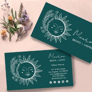Zonnebloem Boho Line Art Elegant groen sociaal ico Visitekaartje