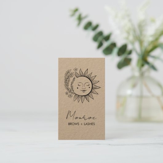 Zonnebloem Boho Line Art Elegante KRAFT sociale ic Visitekaartje (Staand voorkant)