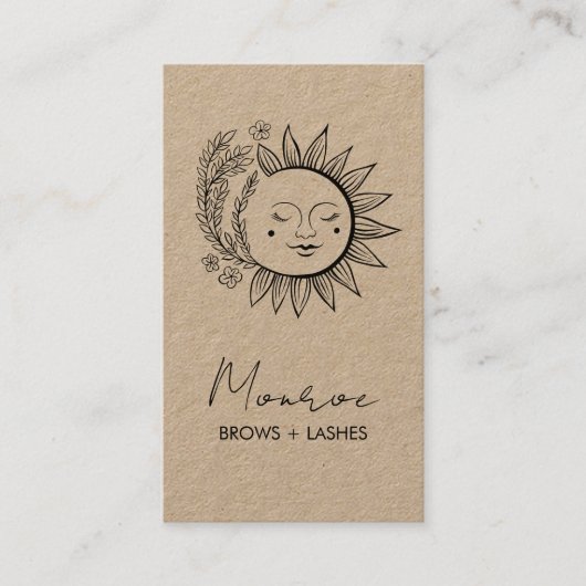 Zonnebloem Boho Line Art Elegante KRAFT sociale ic Visitekaartje (Voorkant)