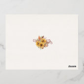 Zonnebloem Boho Pampas gedroogde bloemen RSVP Gold Folie Uitnodiging Briefkaart (Achterkant)