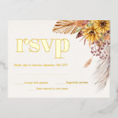 Zonnebloem Boho Pampas gedroogde bloemen RSVP Gold Folie Uitnodiging Briefkaart (Voorkant)