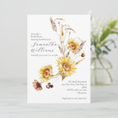 Zonnebloem Boho rustiek Elegant Vrijgezellenfeest Kaart (Staand voorkant)