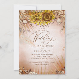 Zonnebloem Boho Sieraard Huwelijksuitnodiging Kaart