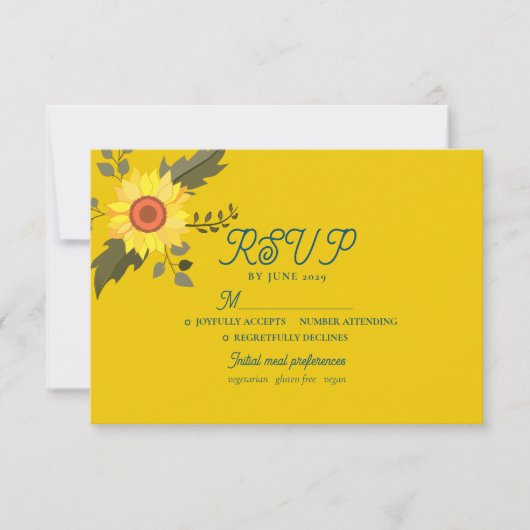 Zonnebloem Boho Trouw RSVP Kaart (Voorkant)