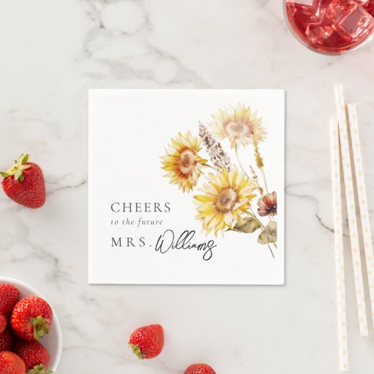 Zonnebloem Boho Wilde Bloem Moderne Bruidsuitnodig Servet (Insitu)