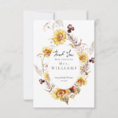 Zonnebloem Boho Wildflower Modern Vrijgezellenfees Bedankkaart (Voorkant)