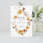 Zonnebloem Boho Wildflower Modern Vrijgezellenfees Bedankkaart (Staand voorkant)