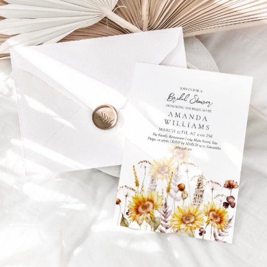 Zonnebloem Boho Wildflower Modern Vrijgezellenfees Kaart