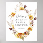 Zonnebloem Boho Wildflower Modern Vrijgezellenfees Poster (Voorkant)