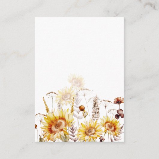 Zonnebloem Boho Wildflower Vrijgezellenfeest Guess Informatiekaartje (Achterkant)