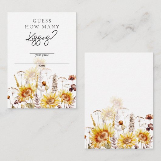 Zonnebloem Boho Wildflower Vrijgezellenfeest Guess Informatiekaartje (Voorkant / Achterkant)