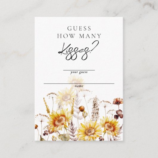 Zonnebloem Boho Wildflower Vrijgezellenfeest Guess Informatiekaartje (Voorkant)