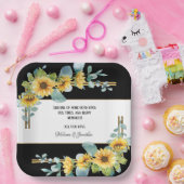 Zonnebloem Bord gepersonaliseerd papier (zwart) (Feest)