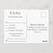 Zonnebloem Bordeaux Bruiloft RSVP Song Aanvraag Briefkaart (Achterkant)