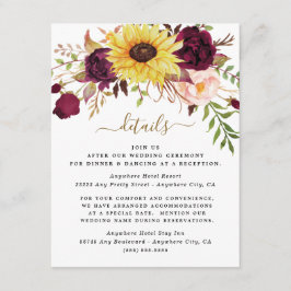 Zonnebloem bordeaux gouden blush pioen Roos bruilo Informatiekaartje