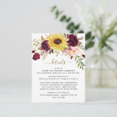 Zonnebloem bordeaux gouden blush pioen Roos bruilo Informatiekaartje (Staand voorkant)