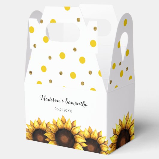 Zonnebloem Borduivende Gele Witte Floral Bedankdoosjes (Geopend)