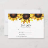 Zonnebloem Borduivende Gele Witte Floral RSVP Kaartje (Voorkant)