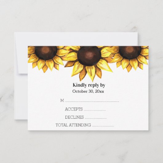 Zonnebloem Borduivende Gele Witte Floral RSVP Kaartje (Voorkant)