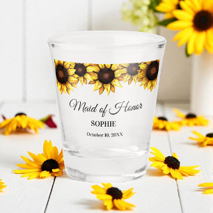 Zonnebloem Borduivende Gele Witte Floral Shot Glas