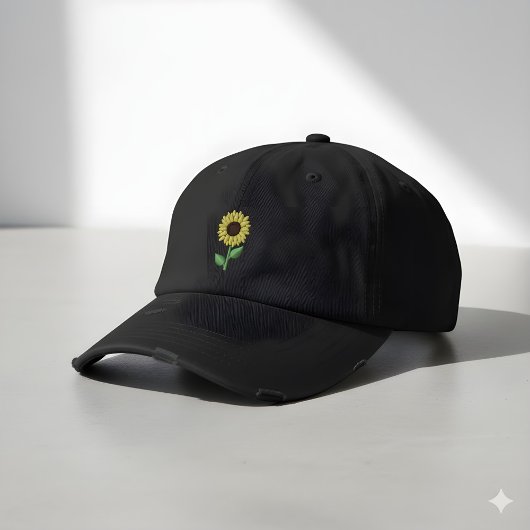 Zonnebloem borduurwerk Pet | Eenvoudige kleine blo