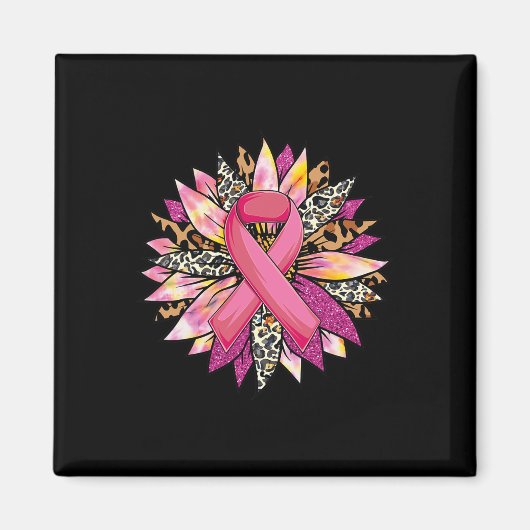 Zonnebloem Borstkanker Bewustheid Leopard Sunflowe Magneet (Voorkant)