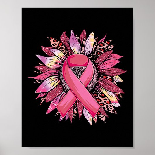 Zonnebloem Borstkanker Bewustheid Leopard Sunflowe Poster (Voorkant)