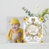 Zonnebloem Bos Wilde Eén 1e Verjaardagsfoto Kaart (Staand voorkant)