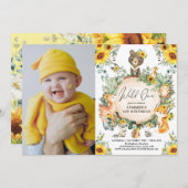 Zonnebloem Bos Wilde Eén 1e Verjaardagsfoto Kaart (Voorkant / Achterkant)