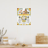 Zonnebloem Bosdieren 1e Verjaardag Mijlpaal Poster (Keuken)