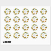Zonnebloem Botanisch Bladgroen Baby shower Favor Ronde Sticker (Vel)